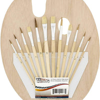 US Art Supply - Juego de pinceles (12 piezas, 9.0 x 12.0 in), diseño de paleta de madera - Arteztik