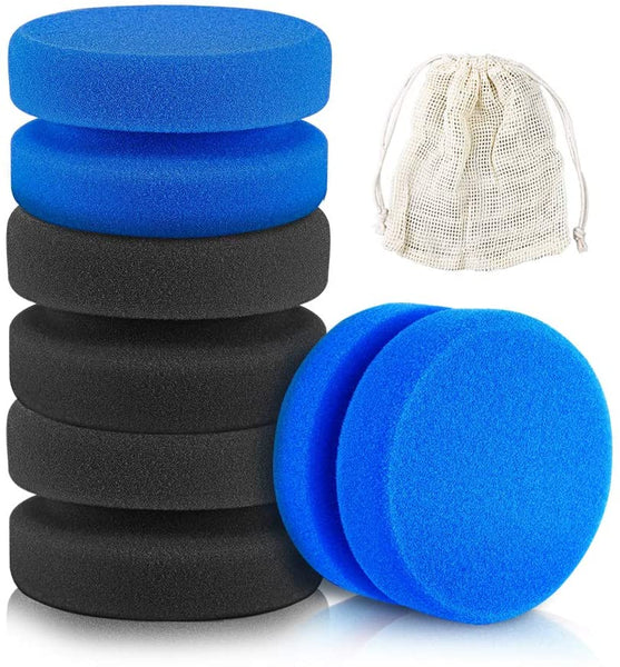 Esponja aplicadora de pintura circular Canisto, esponjas de acuarela azul y negro para detalles de coche, cepillo de llanta perfecto para pintura, manualidades, cocina, 3.15 pulgadas x 1.9 pulgadas (4 unidades) - Arteztik