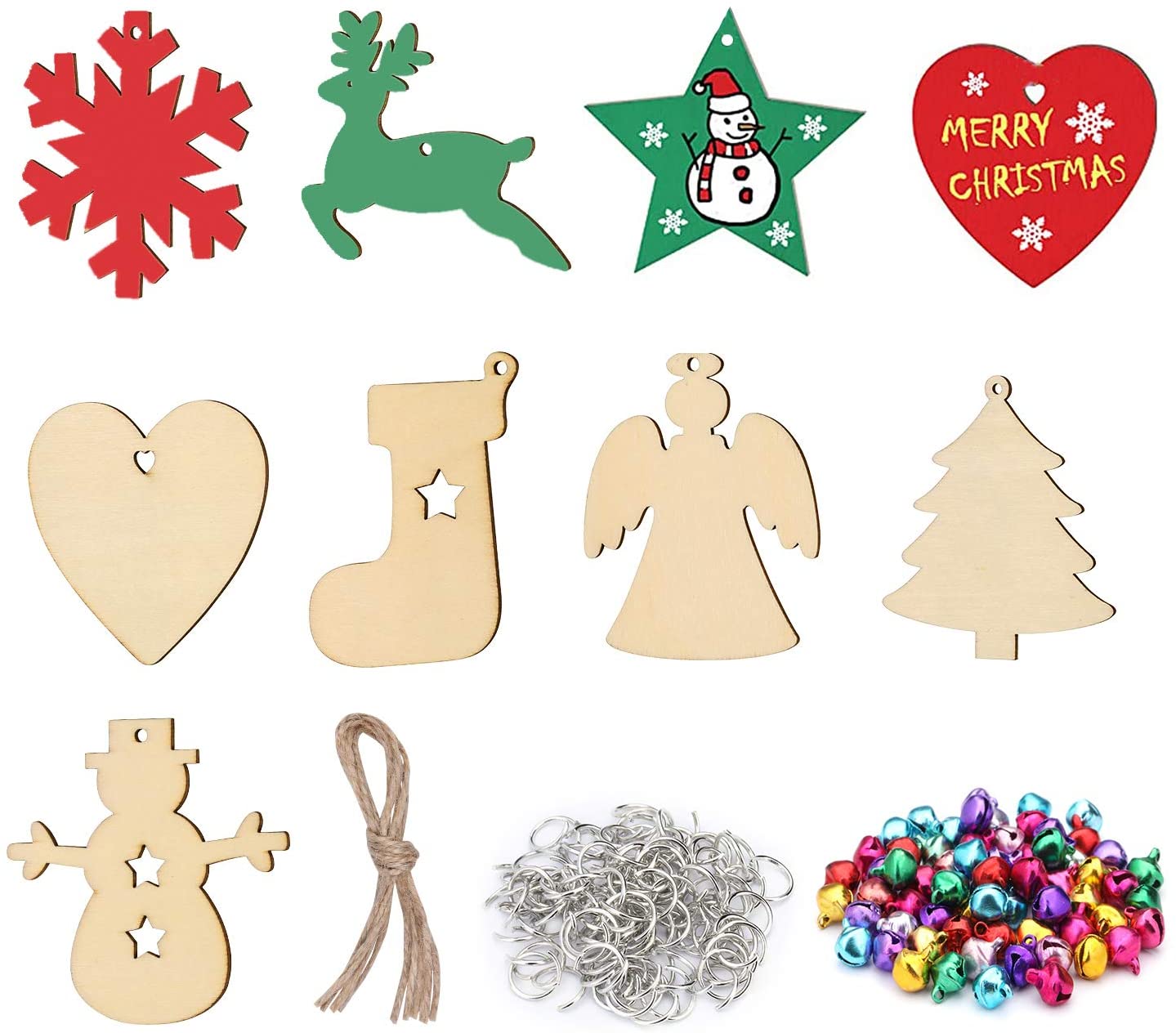 54 de adornos de Navidad de madera sin terminar para manualidad | Arteztik