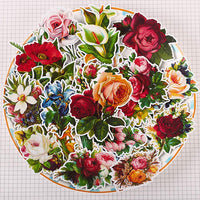 Everjoy Vintage Retro Pintura al óleo Estilo Flor Planner Pegatinas DIY Adornos Decorativos Jardín Flores Silvestres Adhesivos para Scrapbook, Diario, Creación de Tarjetas, Letras, Calendario - 37 Piezas - Arteztik
