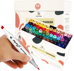 Juego de rotuladores Mancola de 60 colores con doble punta, marcadores de arte permanentes para niños, juego de rotuladores para colorear, dibujar, resaltar y subrayar MAN-MK-60 - Arteztik