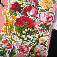 Everjoy Vintage Retro Pintura al óleo Estilo Flor Planner Pegatinas DIY Adornos Decorativos Jardín Flores Silvestres Adhesivos para Scrapbook, Diario, Creación de Tarjetas, Letras, Calendario - 37 Piezas - Arteztik
