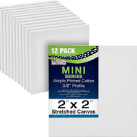 US Art Supply lienzo estirado profesional de 2.0 x 2.0 in (1 paquete de 12 mini lienzos) - Arteztik