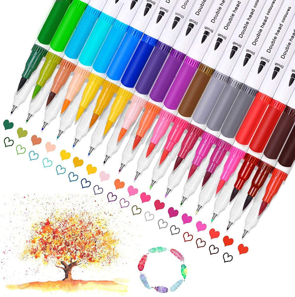 321OU Rotuladores de pintura con doble pincel, 36 colores, punta fina y marcadores de pincel de colores para niños, adultos, Halloween, Día de Acción de Gracias - Arteztik