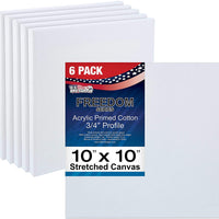 US Art suministro gratuito 10 x 10 inch ácido calidad profesional Perfil lona 6-Pack – 3/4 12 onza PRIMED Gesso – (1 Full Caso de 6 Individuales Lienzos) - Arteztik