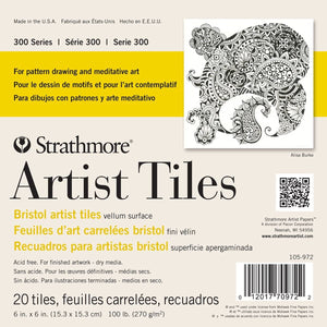 Strathmore 300 Series Bristol Artist Azulejos, vitela, 6.0 x 6.0 in, blanco, 20 hojas - Arteztik