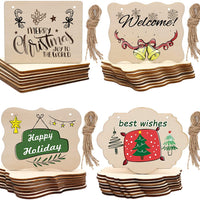 Adornos de madera sin terminar, PETUOL DIY 32 piezas de 3.9 x 3.0 in creativo irregular en blanco rebanadas naturales de madera para manualidades, pintura, pirografía, escritura, accesorios para fotos, posavasos y decoraciones del hogar - Arteztik