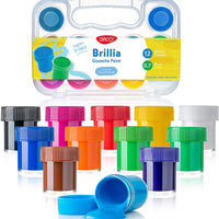 Pintura lavable para niños Daco Brillia, no tóxica, juego de 12 unidades (0,7 oz/tarro), suministros escolares para artes y manualidades - Arteztik