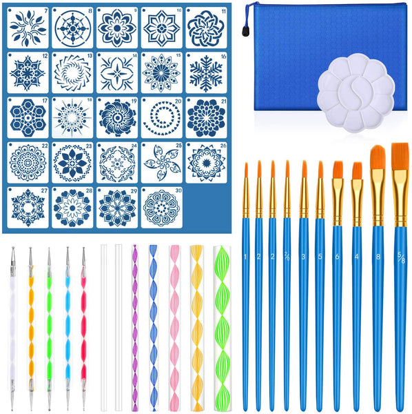 Mandala Dotting Tools Set, Audab 49 pcs Mandala Dotting Kit de herramientas con Mandala plantilla para pintar rocas, pintura Mandalas y dibujo - Arteztik