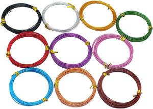 Vincilee - 10 rollos de alambre de aluminio para manualidades, de varios colores, para hacer joyas y manualidades (0.039 in de diámetro) - Arteztik