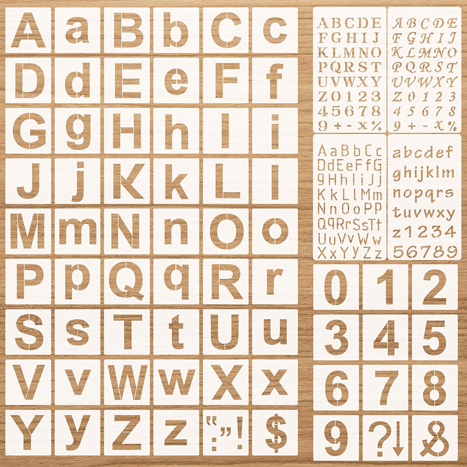 Plantillas de letras del alfabeto de 1 pulgada para pintar, paquete de 70  plantillas de letras y números con letreros para pintar sobre madera