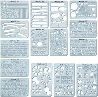 BulLine - Juego de plantillas para diario de balas, gruesas, pequeñas y flexibles, plantillas, reutilizables, para dibujo y carta, tamaño compacto de 3.1 x 5.1 in, empaquetado en una práctica funda con cierre de cremallera. - Arteztik
