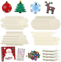 50 adornos de madera sin terminar para decoración navideña y manualidades, 10 estilos de madera sin terminar para decoración de Navidad y manualidades - Arteztik
