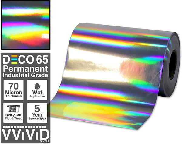 VViViD Rainbow Lazer Chrome DECO65 - Rollo de vinilo adhesivo permanente para Cricut, Silueta y Cameo (11.5 x 11.5 ft) - Arteztik