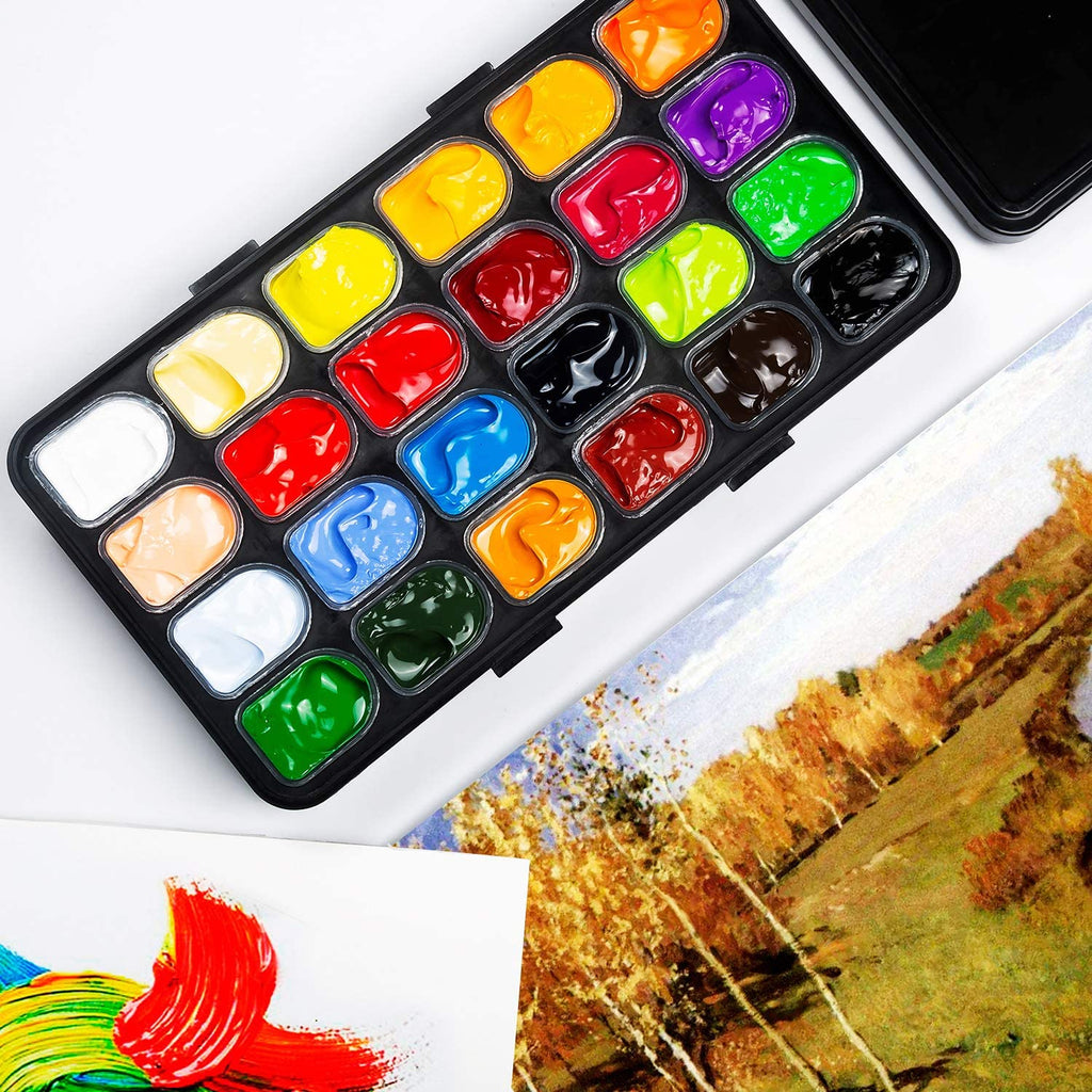 Juegos de pintura Gouache, 18 colores de 1.0 fl oz, pintura gouache para  lienzo y papel con caja de cartón portátil, diseño de taza de gelatina
