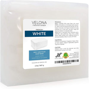 Velona - Base de jabón para derretir y verter de 2 libras de color blanco | Libre de SLS/SLES | Barras naturales para el mejor resultado para hacer jabón - Arteztik