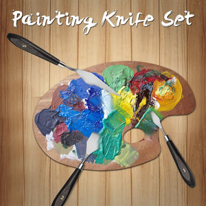 youn4us paquete de 2 5 piezas pintura juego de cuchillos, acero inoxidable y mango de madera espátula cuchillo de paleta para mezclar rasqueta para pintura de aceite mezcla de color - Arteztik