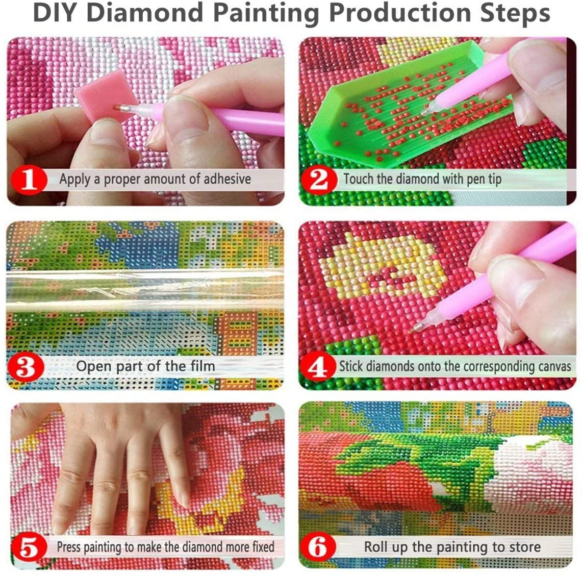 Kit de pintura de diamantes 5D para adultos con diamantes para manuali
