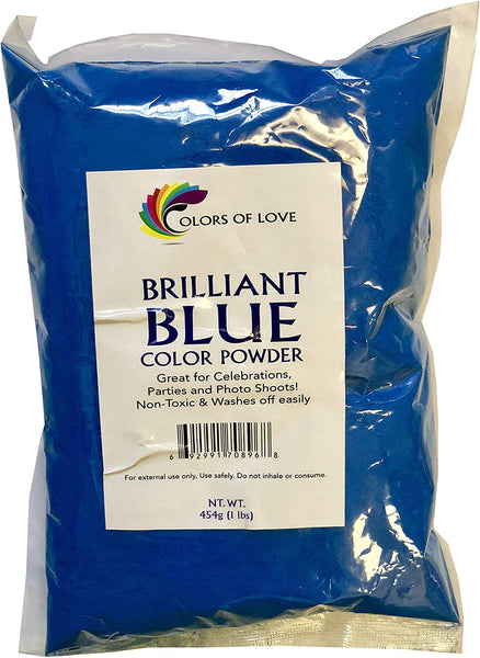Polvo de color azul Holi de Colors of Love, bolsa de 5 libras, ideal para eventos, bombas de baño, guerras de colores de grupos juveniles, eventos de Holi y mucho más. - Arteztik