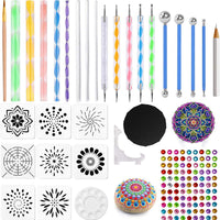 Juego de 32 herramientas de punteado de mandala, kit de plantillas de punteado de pintura de mandala de Ofilon, bolígrafo y lápiz capacitivo, herramientas de arte para pintar rocas, arcilla de cerámica, manualidades, colorear, dibujo, pintura de uñas. - Arteztik
