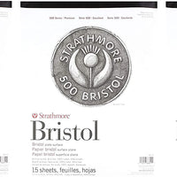 Strathmore (580-72 500 Series Bristol, superficie de placa de 2 capas, 11 x 14 pulgadas, 15 hojas - Arteztik