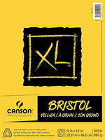 Canson XL Series Bristol - Bloc de papel de vitela para lápiz, acabado de vitela, plegable, 100 libras, 9 x 12 pulgadas, blanco brillante, 25 hojas - Arteztik
