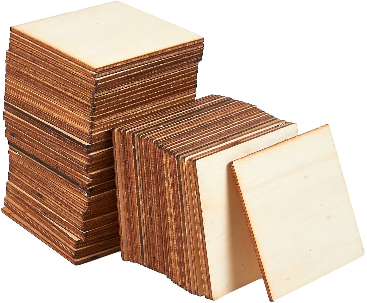 Recortes de madera para manualidades, cuadrados de madera (3.0 x 3.0 in, 60  piezas)