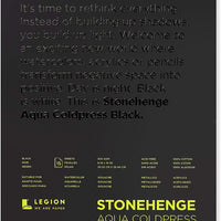 Stonehenge, 1 almohadilla de acuarela de Legion Aqua, 140 lb, prensa en frío, 8 por 10 pulgadas, papel negro, 15 hojas - Arteztik