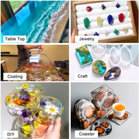 Kit de resina epoxi con revestimiento de cristal transparente de 10.1 fl oz/11.5-2 piezas de resina de fundición para arte, artesanía, joyería, mesas de río, guantes, taza de medición y palos de madera - Arteztik