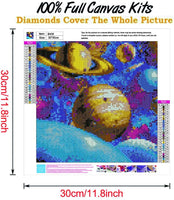 Kit de pintura de diamante 5D con broca completa del universo planeta, kit de pintura de diamantes de imitación para adultos y principiantes, manualidades y decoración del hogar, 12 x 12 pulgadas - Arteztik

