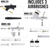 Master Airbrush ABD KIT-WBPF-16-20 – Sistema de aerógrafo para pintura corporal y facial, profesional, con compresor estándar (09 artículos) - Arteztik
