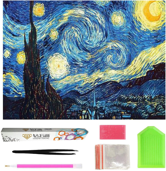 OWAY - Kit completo de pintura de diamante 5D de 20.0 x 16.0 in, kits de pintura por números de noche estrellada para decoración de pared del hogar - Arteztik
