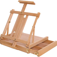 US Art Supply. Mesa caballete de madera portátil La Jolla de 36 pulgadas con cajón de madera de 4 compartimientos. - Arteztik