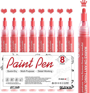 Bolígrafos de pintura acrílica negra – Paquete de 8 rotuladores de pintura negra, bolígrafos de pintura acrílica para pintura de roca, madera, metal, metal, cerámica, graffiti, papel, dibujo, calabazas de plástico, juegos de pintura acrílica a base de agu