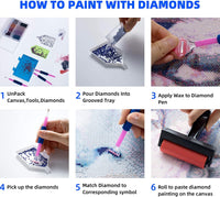 41 piezas de herramientas de pintura de diamante 5D y kits de accesorios con 24 ranuras de diamante caja de bordado y rodillo para arte manualidades adultos - Arteztik
