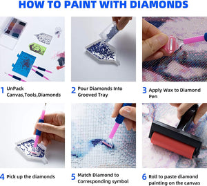 41 piezas de herramientas de pintura de diamante 5D y kits de accesorios con 24 ranuras de diamante caja de bordado y rodillo para arte manualidades adultos - Arteztik
