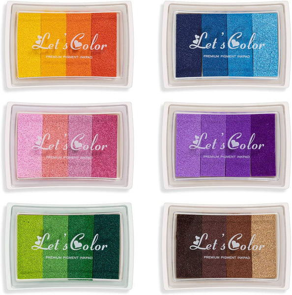 Craft Ink Pad - Juego de 6 almohadillas de tinta lavables para sellos para niños, 24 colores - Arteztik