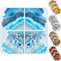 Moldes de resina para posavasos EVIWILL con forma de geoda, de silicona irregular, con 12 copos dorados para resina, fundición, manualidades, 9,1 x 9,2 pulgadas - Arteztik