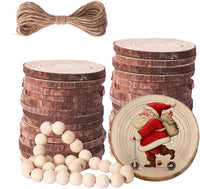 Prsildan - Rodajas de madera natural con agujeros de 2.5 - 3.1 in, 30 piezas de cuentas de madera para manualidades de bricolaje, 30 piezas de adornos de madera sin terminar para manualidades de Navidad - Arteztik
