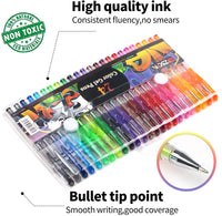 Glitter Gel Pens ZSCM 48 Pack Colored Gel Pens Set Include 24 Colors Gel Marker Pen, 24 Refills, Glitter Pens with 40% More Ink, for Kids Adult Coloring Books Drawing Doodling Scrapbooks Journaling - Arteztik
