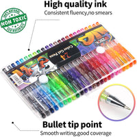Glitter Gel Pens ZSCM 48 Pack Colored Gel Pens Set Include 24 Colors Gel Marker Pen, 24 Refills, Glitter Pens with 40% More Ink, for Kids Adult Coloring Books Drawing Doodling Scrapbooks Journaling - Arteztik