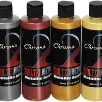 Chroma 1969 Molten, juego de pintura acrílica de metales de 8 oz Paquete de 6 botellas, colores varios, de 6.75 pulgadas de altura por 4 pulgadas de ancho y 6 pulgadas de largo - Arteztik