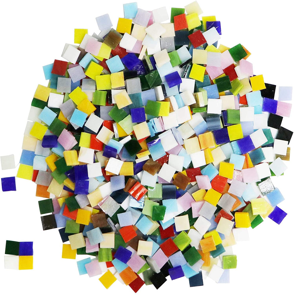 Csdtylh 1000 piezas de mosaico de colores mezclados mosaico de vidrio piezas para decoración del hogar o bricolaje manualidades, cuadrado (forma mixta) - Arteztik