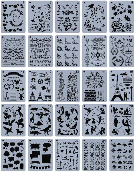 YUEAON - Plantillas de dibujo florales para diario, 5.0 x 7.0 in, 25 unidades - Arteztik