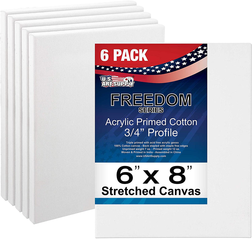 US Art suministro gratuito 6 x 8 inch ácido calidad profesional Perfil lona 6-Pack – 3/4 12 onza PRIMED Gesso – (1 Full Caso de 6 Individuales Lienzos) - Arteztik