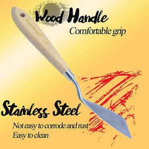 AebDerp - Juego de 5 cuchillos de paleta grande para óleo, lienzo, acrílico, pintura al óleo, rasqueta, pala, cuchillo de pintura con mango de madera - Arteztik