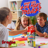 Dragon Too Mega Kids Kit de tarros para manualidades y arte – Juego de 1000 piezas – folleto de instrucciones incluido – pegamento con purpurina, papel de construcción, palillos de paletas de colores, ojos googly y limpiadores de pipa - Arteztik
