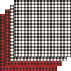 Vinilo a cuadros de búfalo blanco y negro, hojas de vinilo impresas, vinilo a cuadros, rojo negro, paquete de 3.9 – 11.8 in x 30 cm (blanco/negro/rojo/negro) - Arteztik