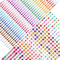 UnityStar - Juego de 900 pegatinas autoadhesivas con diamantes de imitación, para Halloween, Navidad, manualidades, maquillaje, festivales, carnaval, 3, 4 o 0.197 in, con 15 colores - Arteztik