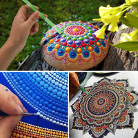 Juego de 36 herramientas de punteado de mandala con bolsa de almacenamiento con cremallera, herramientas de punto, pinceles y bandeja de pintura para pintar rocas dibujo y dibujo, manualidades para niños, arte de uñas, pintura - Arteztik